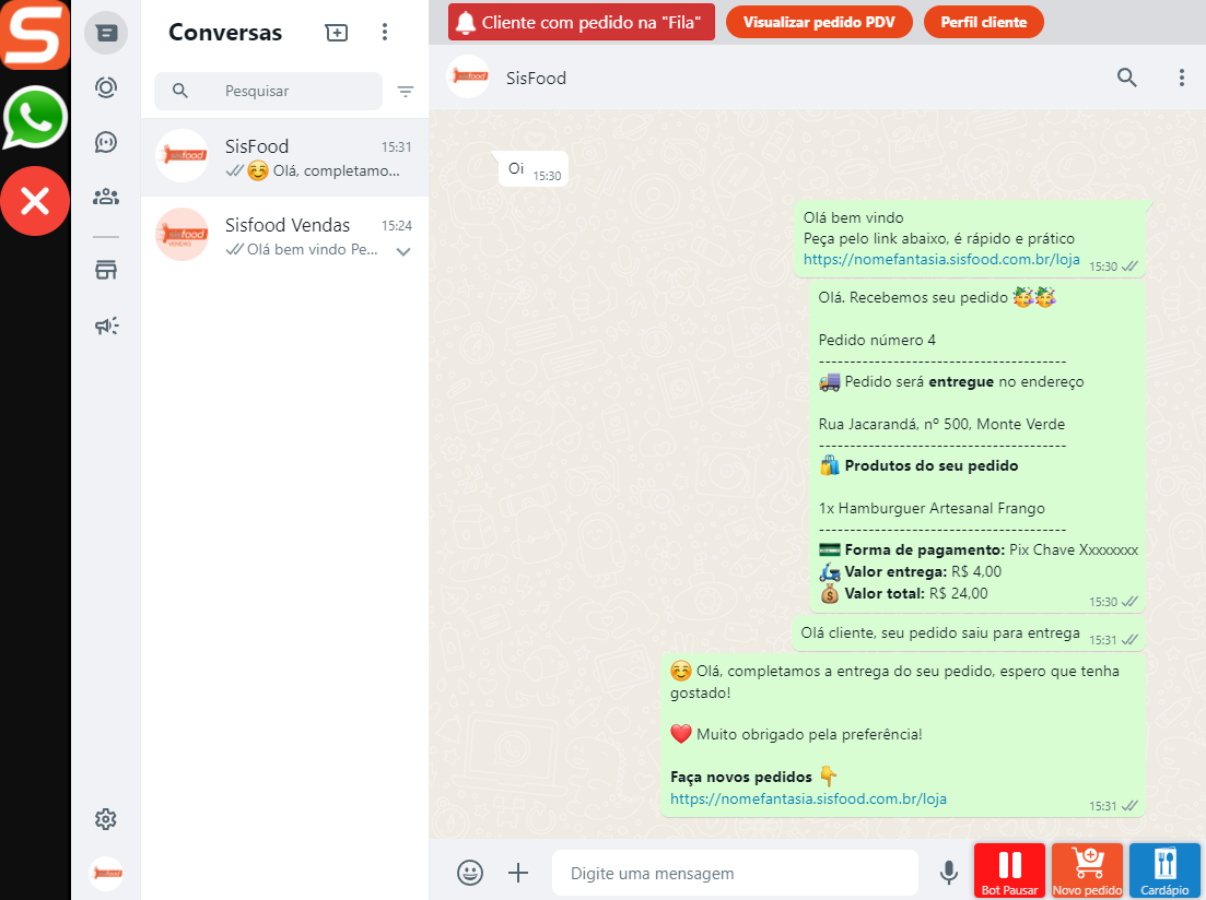 Integração WhatsApp para Pizzarias